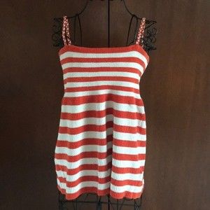 Wallace Striped Orange and White Tank Top